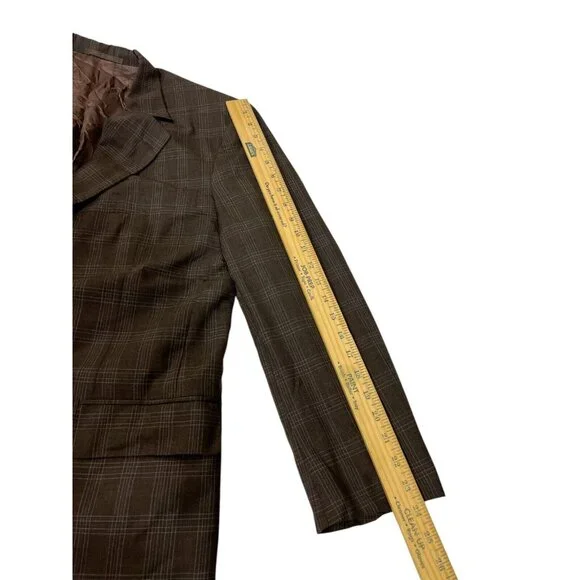 Gianluca Isaia Sport Coat Jacket Italian Wool Brown Glen Plaid Men's 40S Nice